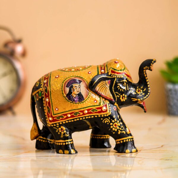 Rajasthani Tribal Handmade Brown '' Elephant '' Figured Wooden Statue Antique Design Elephant for Showpiece with Brown Colour-2 - Image 3