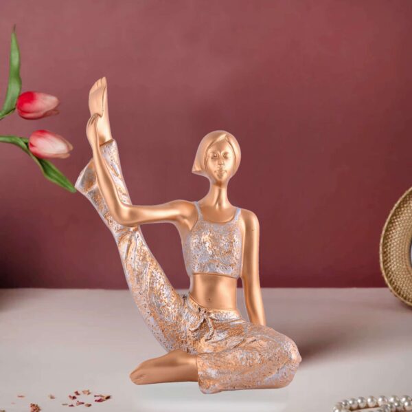 Suitable for home decor Yoga Posture Lady Statue Idol for Home Yoga Statue admirable piece of gift (golden)