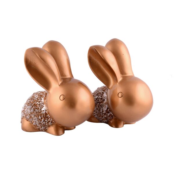 Rabbit Cute Pair Statue for Home Decor Showpiece | Kids Room Decorative Showpiece (Copper) - Image 4