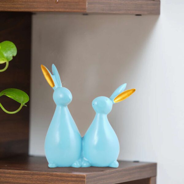 Rabbit Cute Pair Statue for Home Decor Showpiece | Kids Room Decorative Showpiece (Sky Blue)