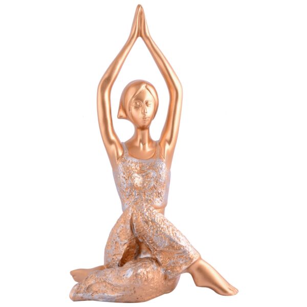 Suitable for home decor Yoga Posture Lady Statue Idol for Home Yoga Statue admirable piece of gift (golden) - Image 2