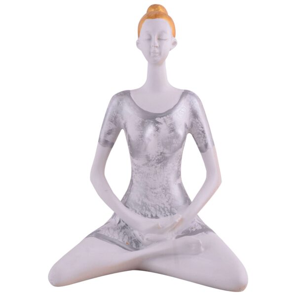 Suitable for home decor Yoga Posture Lady Statue Idol for Home Yoga Statue admirable piece of gift (silver) - Image 3