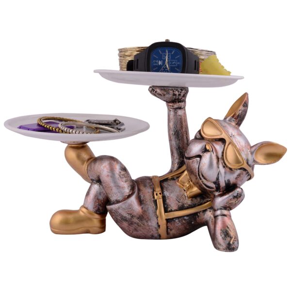 Cool Dog Showpiece with Plate for Home Dcor Item | Kitchen,Bedroom,Office,Dinning Table Decorative Item - Image 3