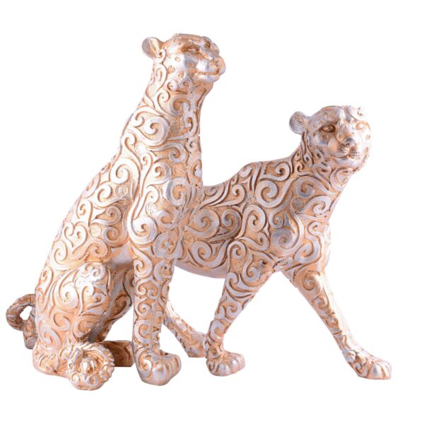 Skin Panther Animal Showpiece Antique Sculpture for Home Decor Showpiece Figurine (Set Of 2) - Image 3